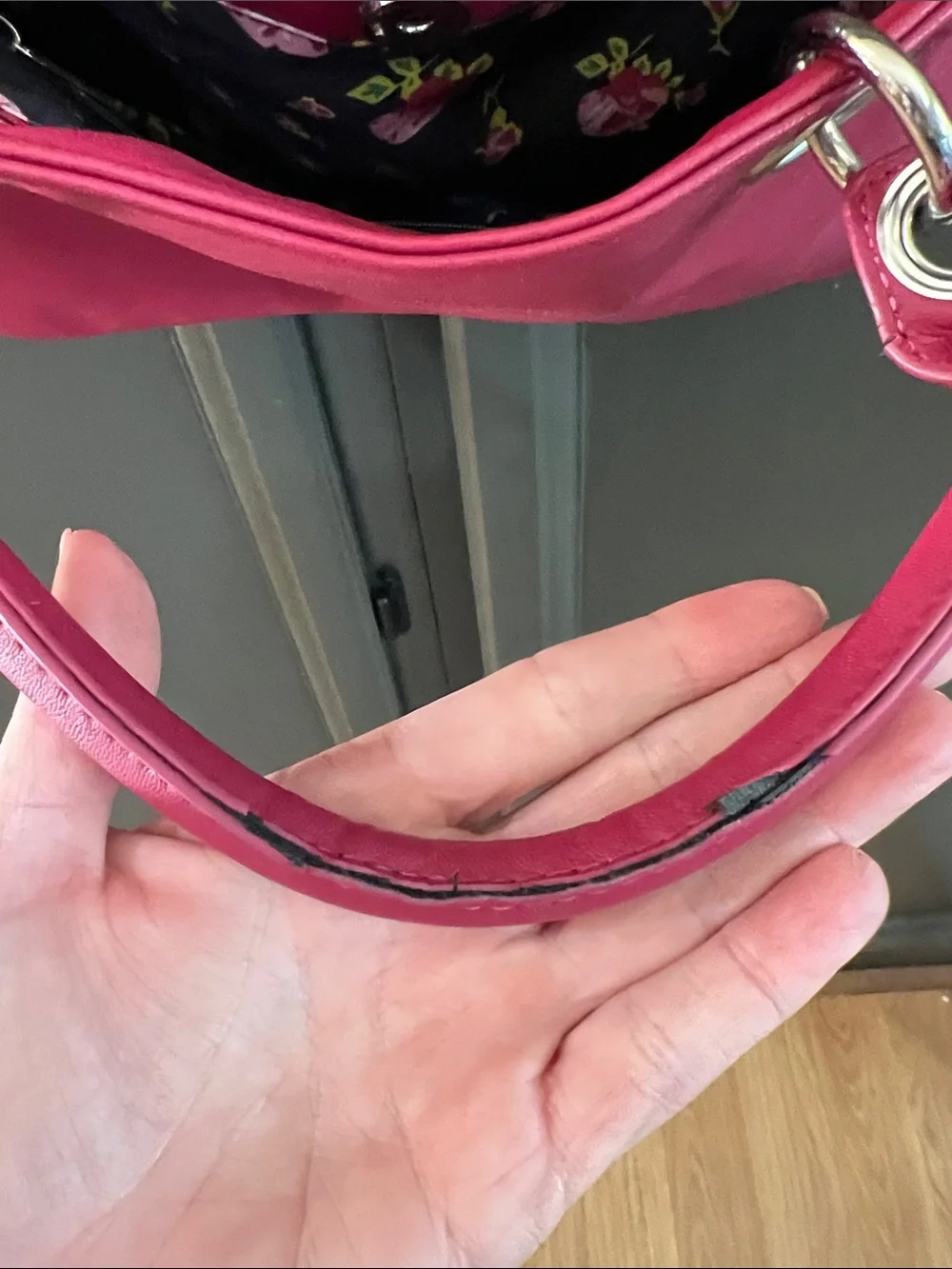 Betsey Johnson Hot Pink Quilted Satchel with Silver Hardware